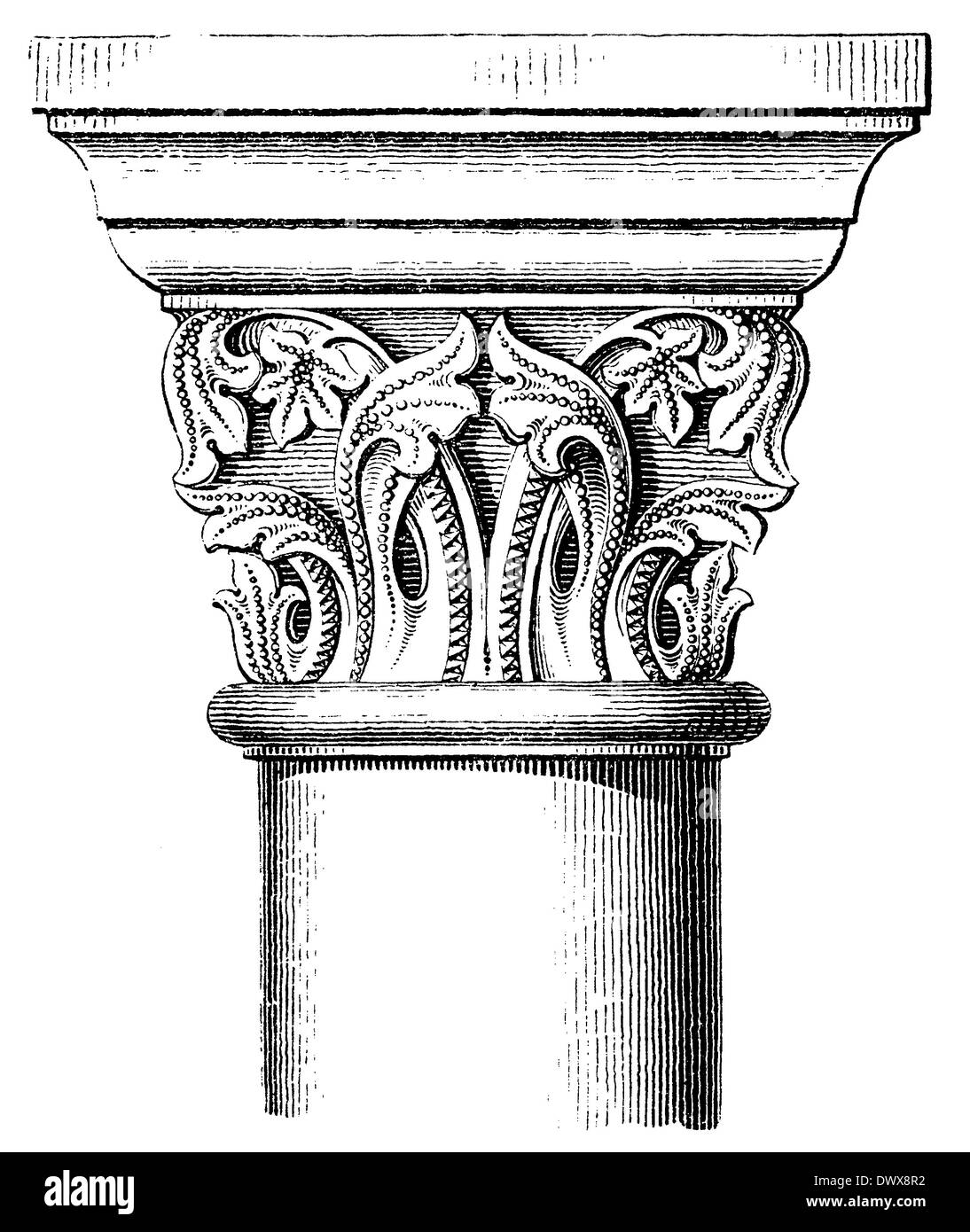 Capital dans le cloître de l'abbaye Maria Laach, Eifel, Allemagne Banque D'Images