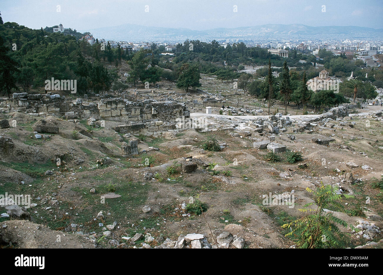 La Grèce. Athènes. L'ancienne Agora. 6ème siècle avant J.-C. situé au nord-ouest de l'Acropole. Banque D'Images