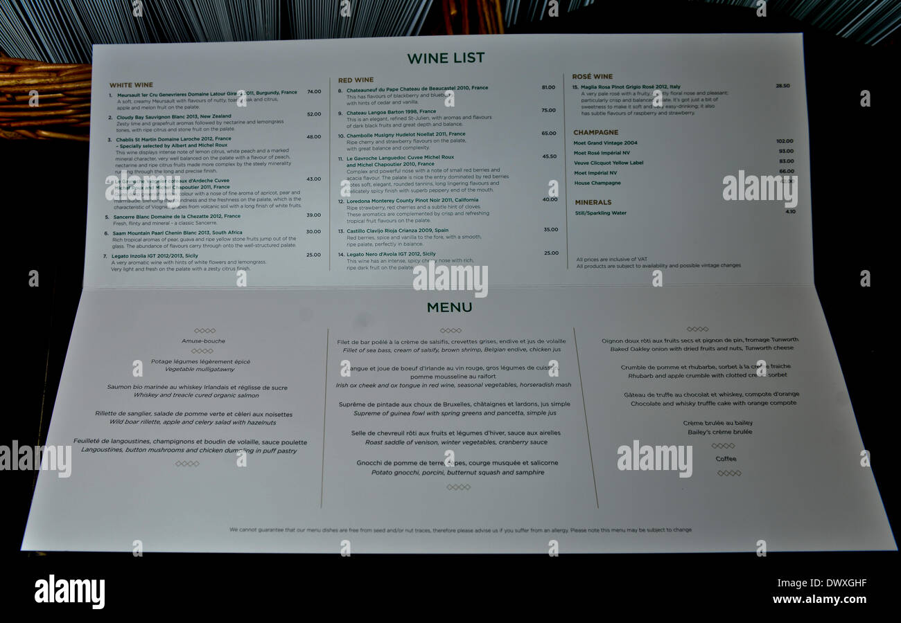 Cheltenham, Gloucestershire, UK . 13Th Mar, 2014. Albert Roux's restaurant à Cheltenham, courses, où les prix commencent à €525 au jour 3, St Patricks Day du festival de Cheltenham Gold Cup 2014 Credit : Jules annan/Alamy Live News Banque D'Images