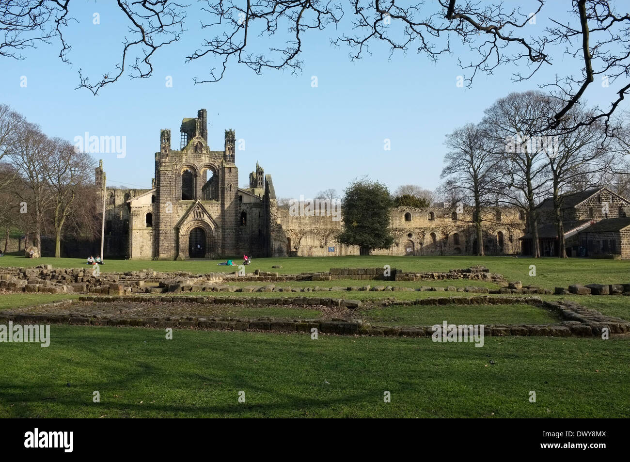 Kirkstall Abbey, Leeds, Royaume-Uni. Une Abbaye cistercienne du xiie siècle. Banque D'Images