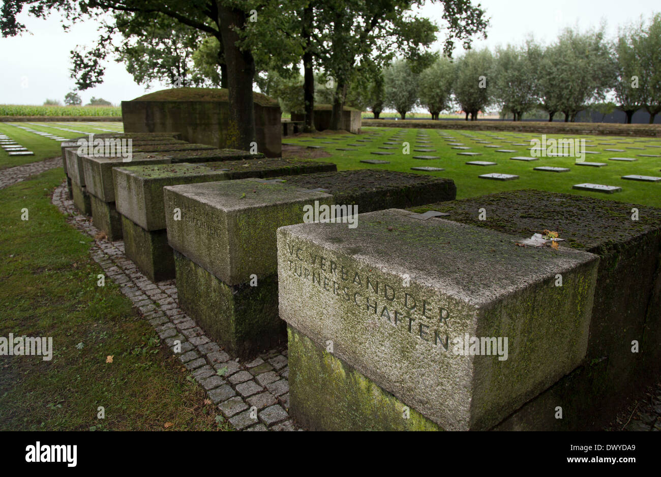 Mark Lange, Belgique, Graeberfeld au cimetière militaire allemand Lange Mark Banque D'Images