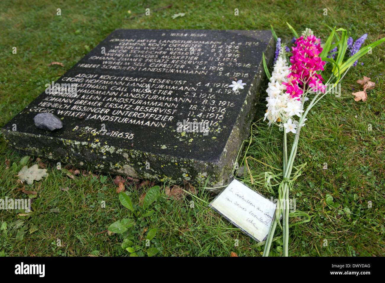 Mark Lange, en Belgique, d'une dalle tombe au cimetière Le cimetière militaire allemand Lange Mark Banque D'Images