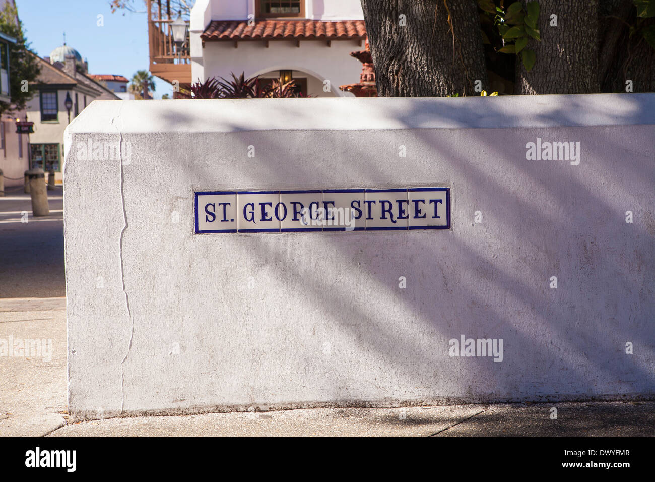 La rue George Street est photographié à Saint Augustine, Floride district historique Banque D'Images