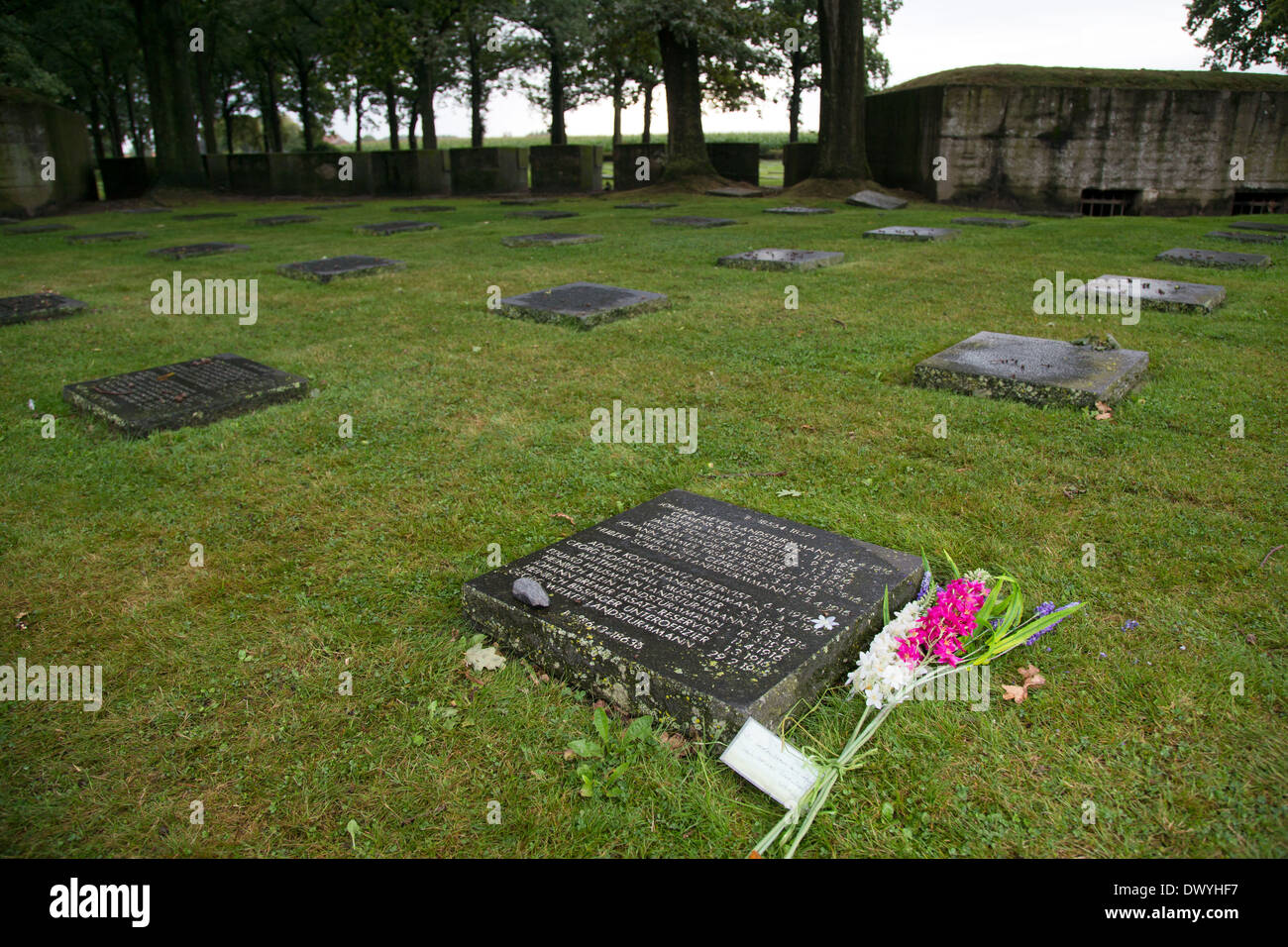 Mark Lange, en Belgique, d'une dalle tombe au cimetière Le cimetière militaire allemand Lange Mark Banque D'Images