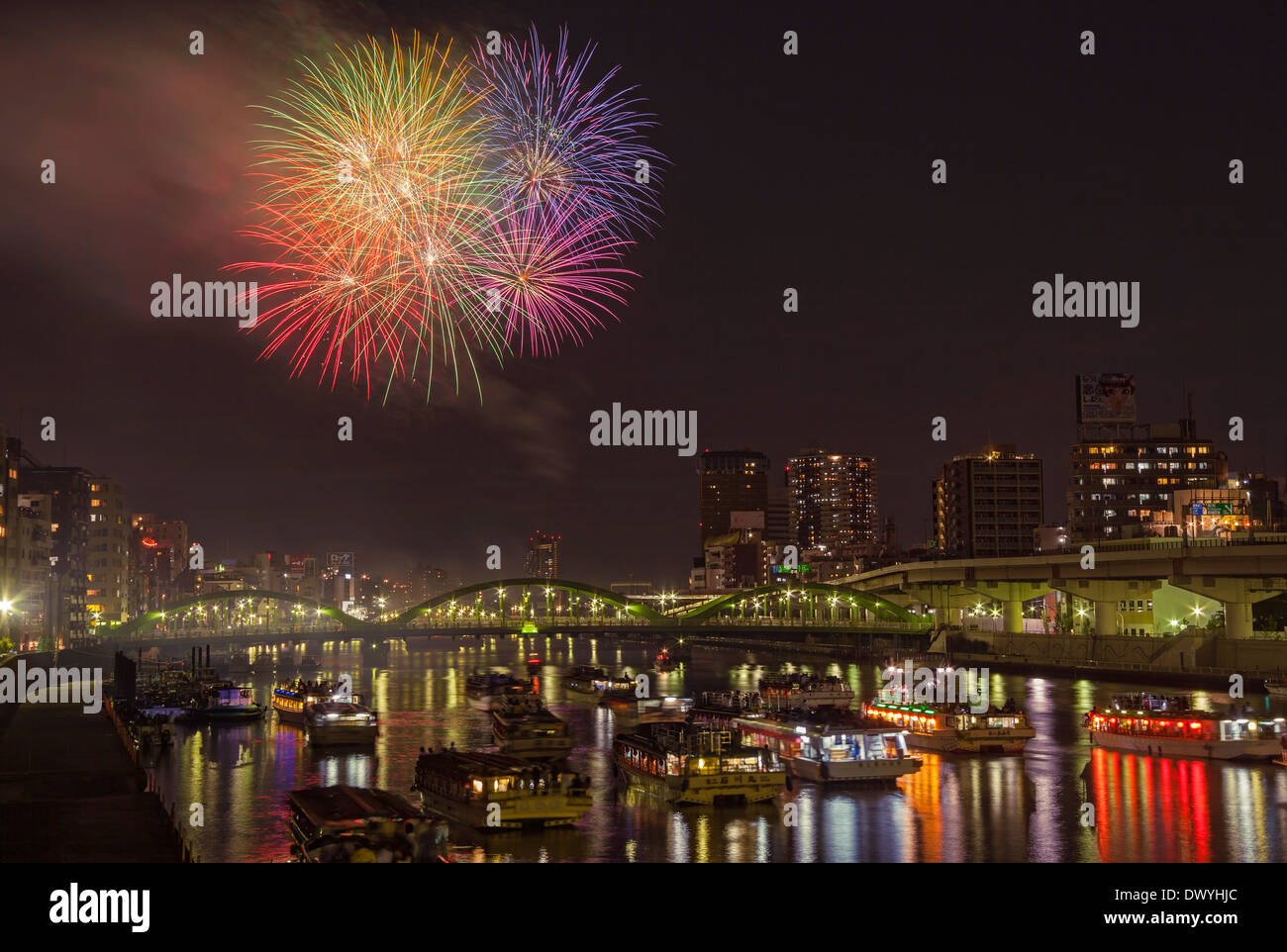 Festival d'artifice de la rivière Sumida, Sumida, Tokyo, Japon Banque D'Images