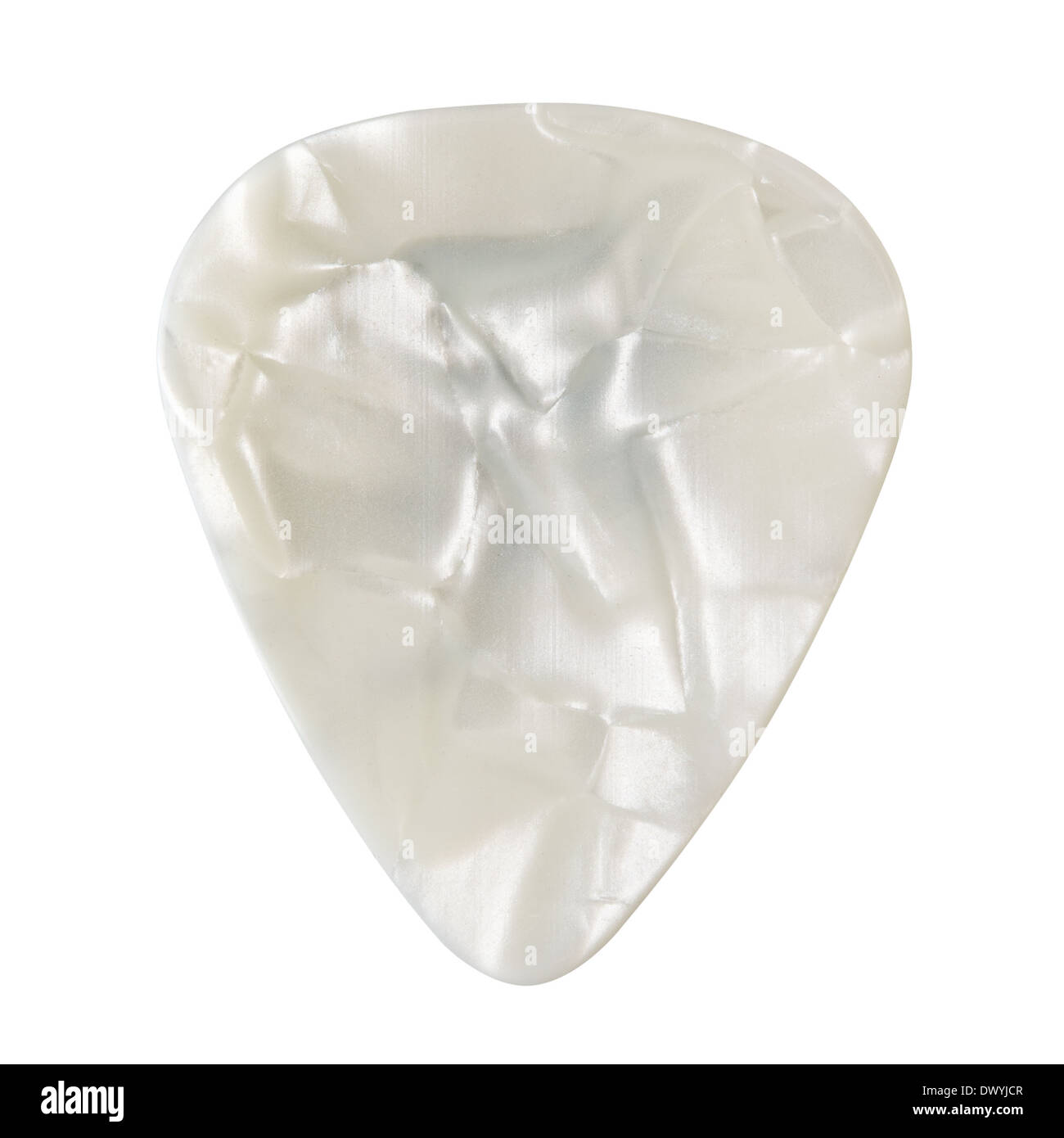 Plectrum guitare en plastique, isolé sur fond blanc Banque D'Images