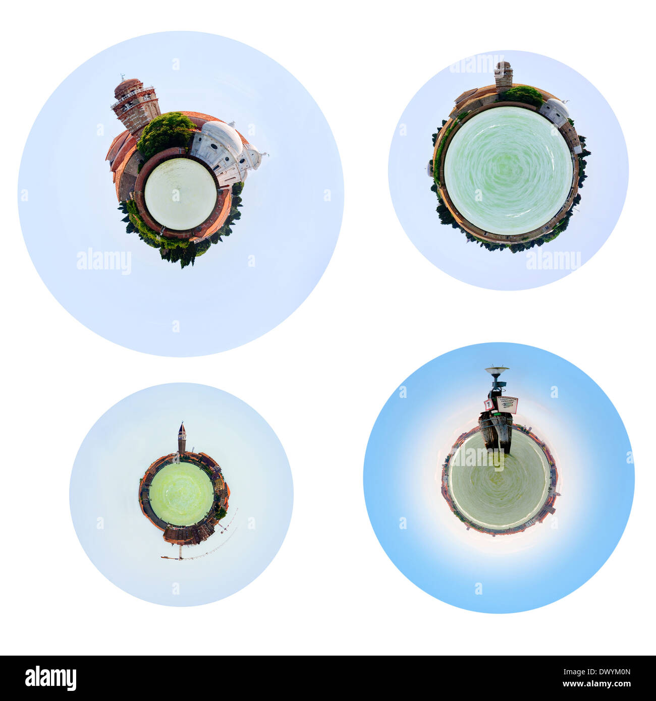 Ensemble de panorama sphérique de Venise et la lagune de Venise Banque D'Images