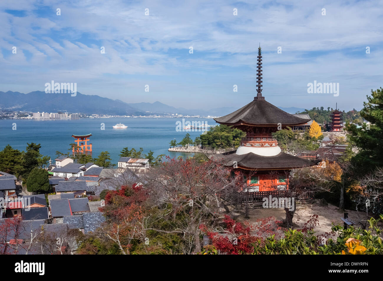 Sanctuaire d'Itsukushima, Hatsukaichi, Préfecture de Hiroshima, Japon Banque D'Images