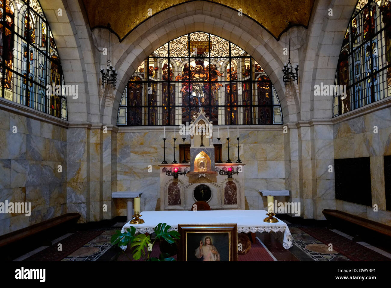 Intérieur de la Chapelle de flagellation au complexe du monastère de la flagellation la 2nd Station de la Croix située dans la rue via Dolorosa dans la vieille ville de Jérusalem Israël Banque D'Images