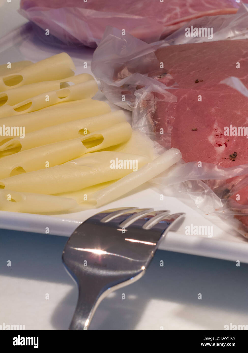 La vie encore de charcuteries et assiette de fromages, USA Banque D'Images