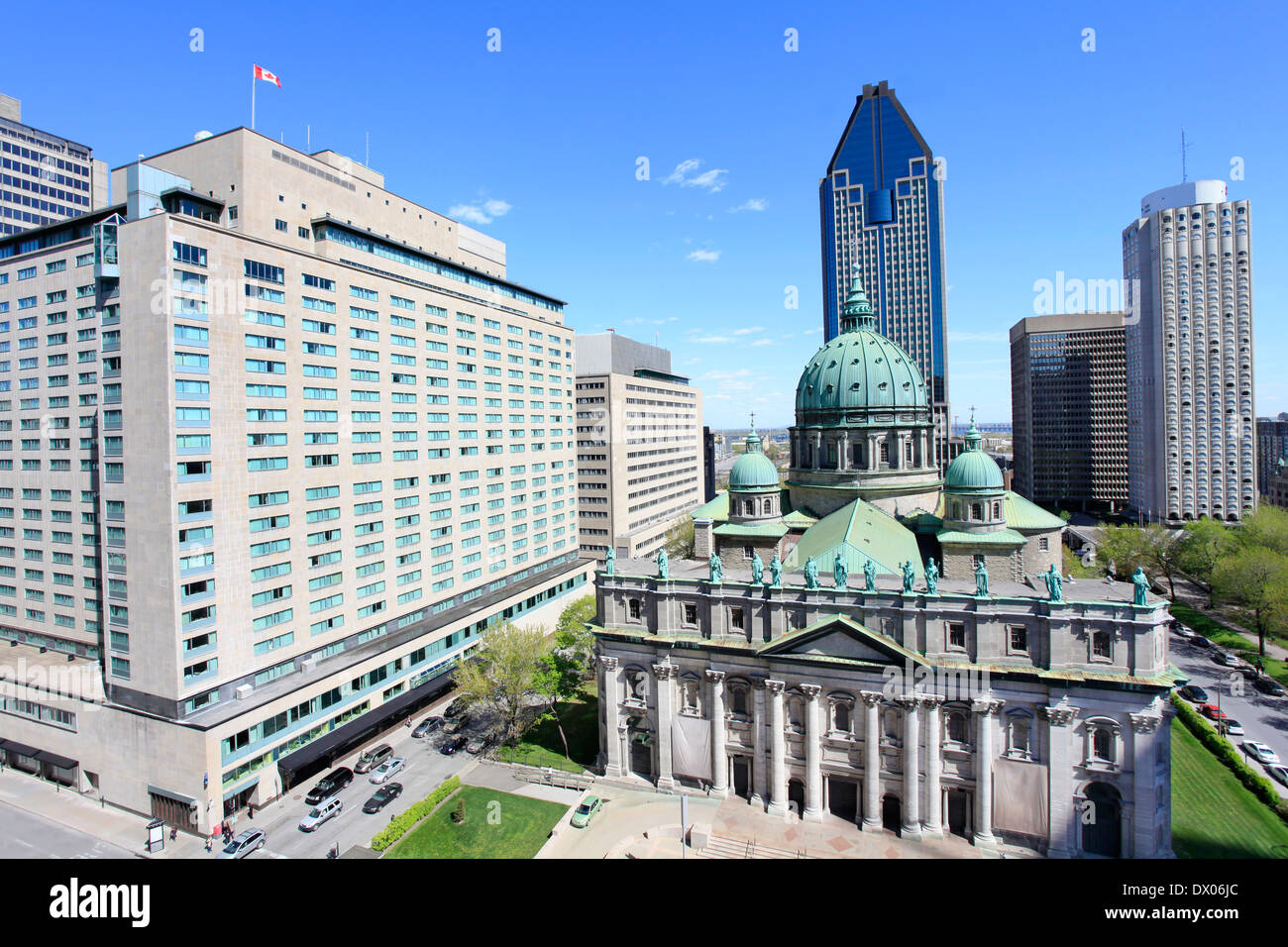 Ville de Montréal, Place du Canada, vue aérienne Banque D'Images