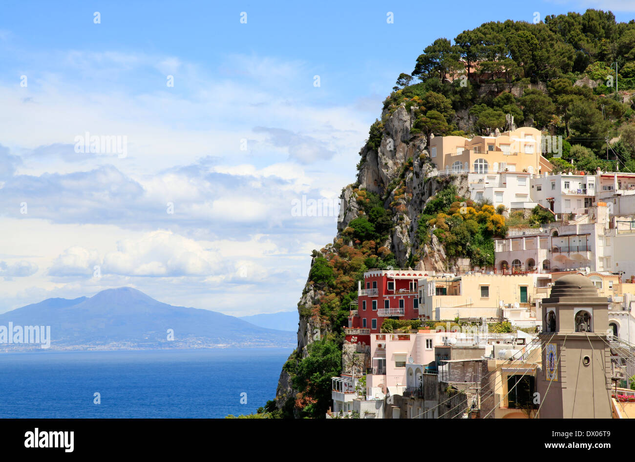 L'île de Capri et le Vésuve, Italie Banque D'Images