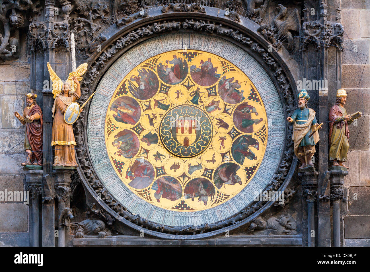 Horloge astronomique, l'Hôtel de Ville, place de la Vieille Ville, Prague, République Tchèque Banque D'Images