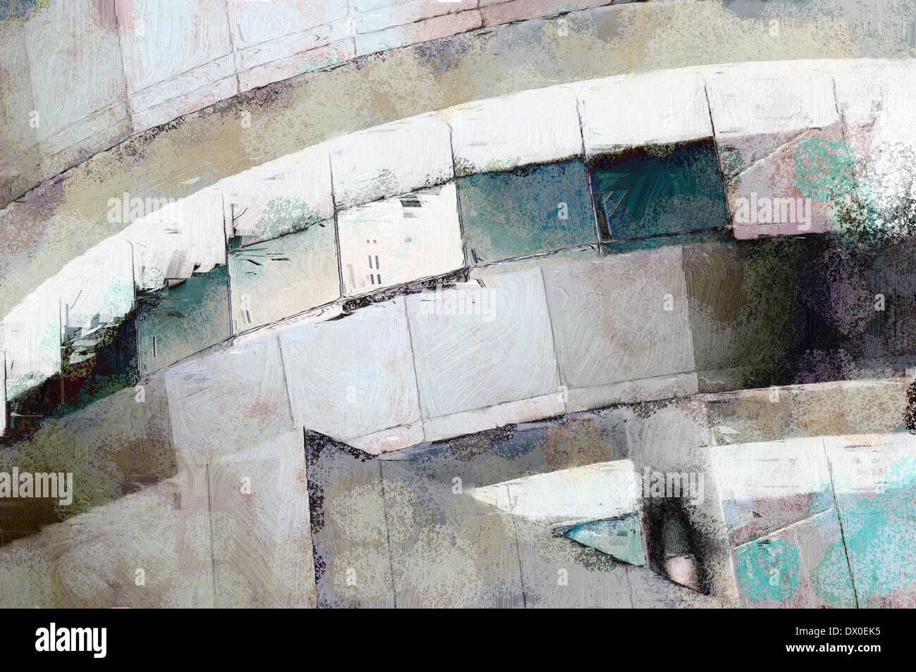 La peinture abstraite de l'architecture moderne détail avec grunge Banque D'Images