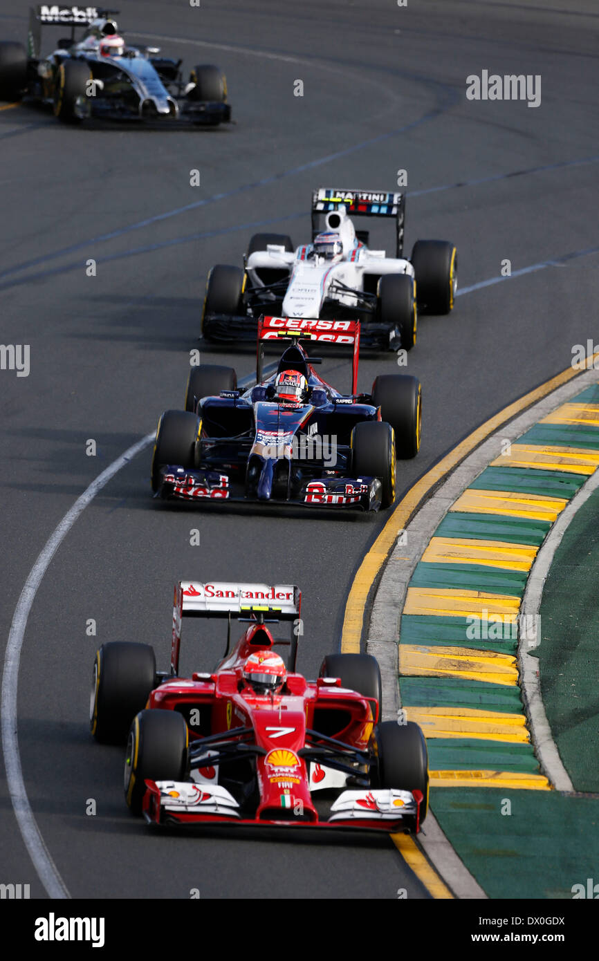 Sport Automobile : Championnat du Monde de Formule 1 de la FIA 2014, Grand Prix d'Australie, # 7 Kimi Raikkonen (FIN, la Scuderia Ferrari), Daniil Kvyat # 26 (RUS, Scuderia Toro Rosso), # 77 (FIN, Valtteri Bottas Williams Martini Racing), Banque D'Images