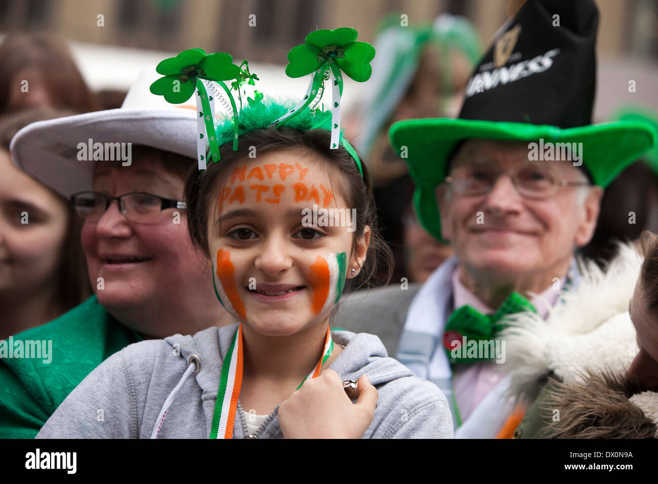 16/03/14 .Manchester, Angleterre. Le Festival irlandais de Manchester St. Patrick's Parade 2014. Dimanche 16/03/14. Banque D'Images