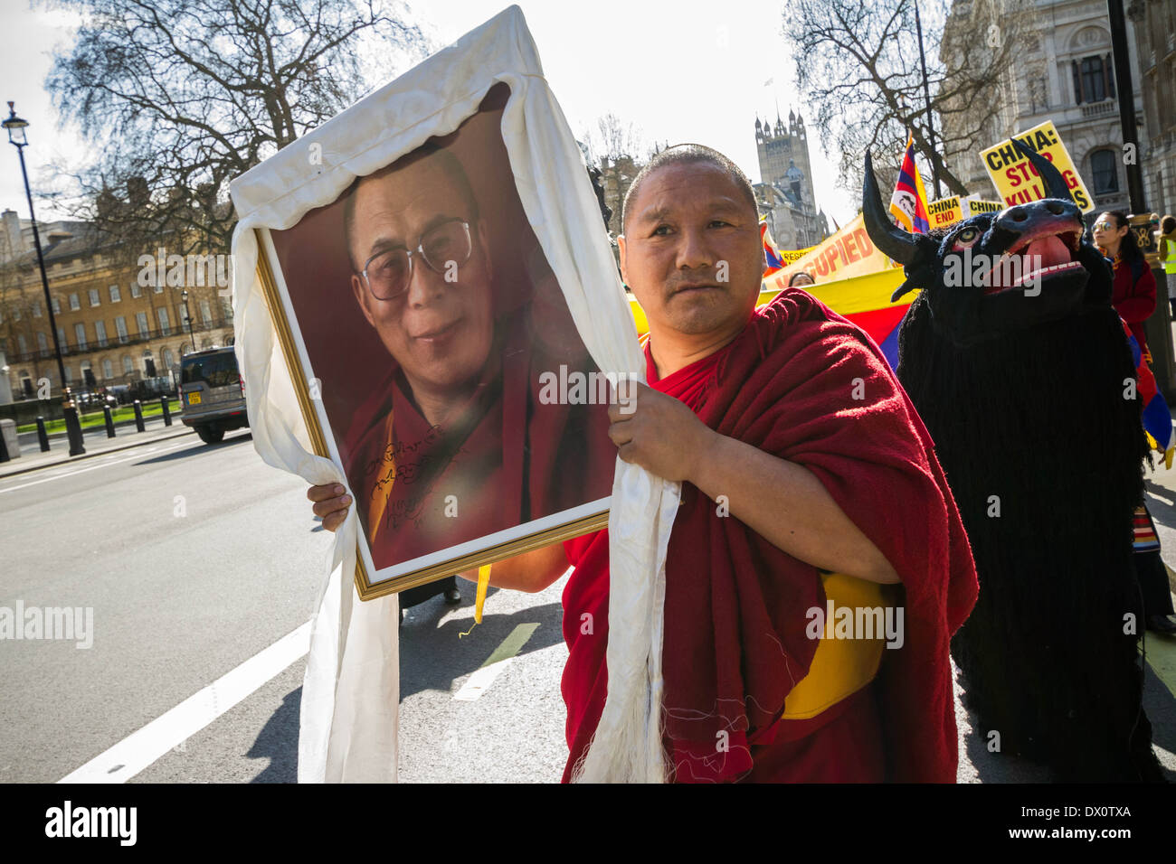 Tibet annuel de protestation pour la liberté d'occupation chinoise à Londres Banque D'Images