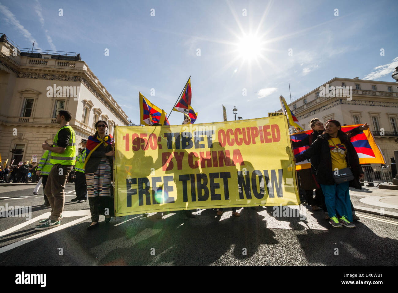 Tibet annuel de protestation pour la liberté d'occupation chinoise à Londres Banque D'Images