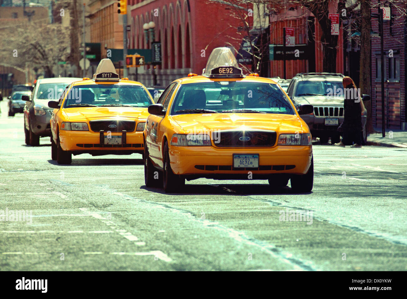 Les taxis jaunes à New York. Banque D'Images