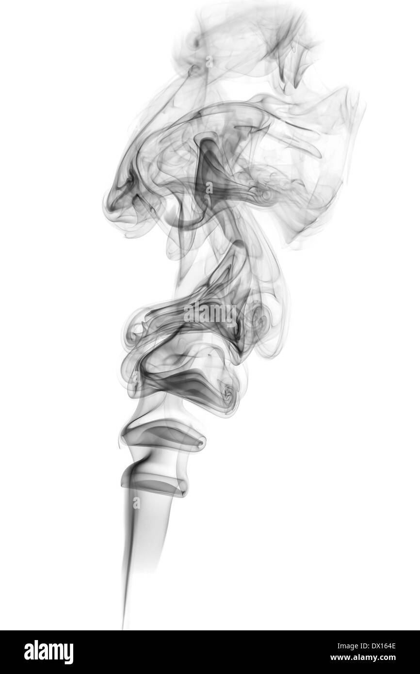 Fumée noire isolé sur fond blanc Banque D'Images