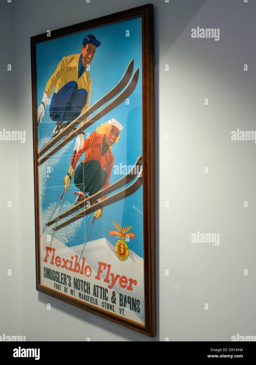 Vintage poster Ski dans ski Museum Stowe au Vermont USA Banque D'Images