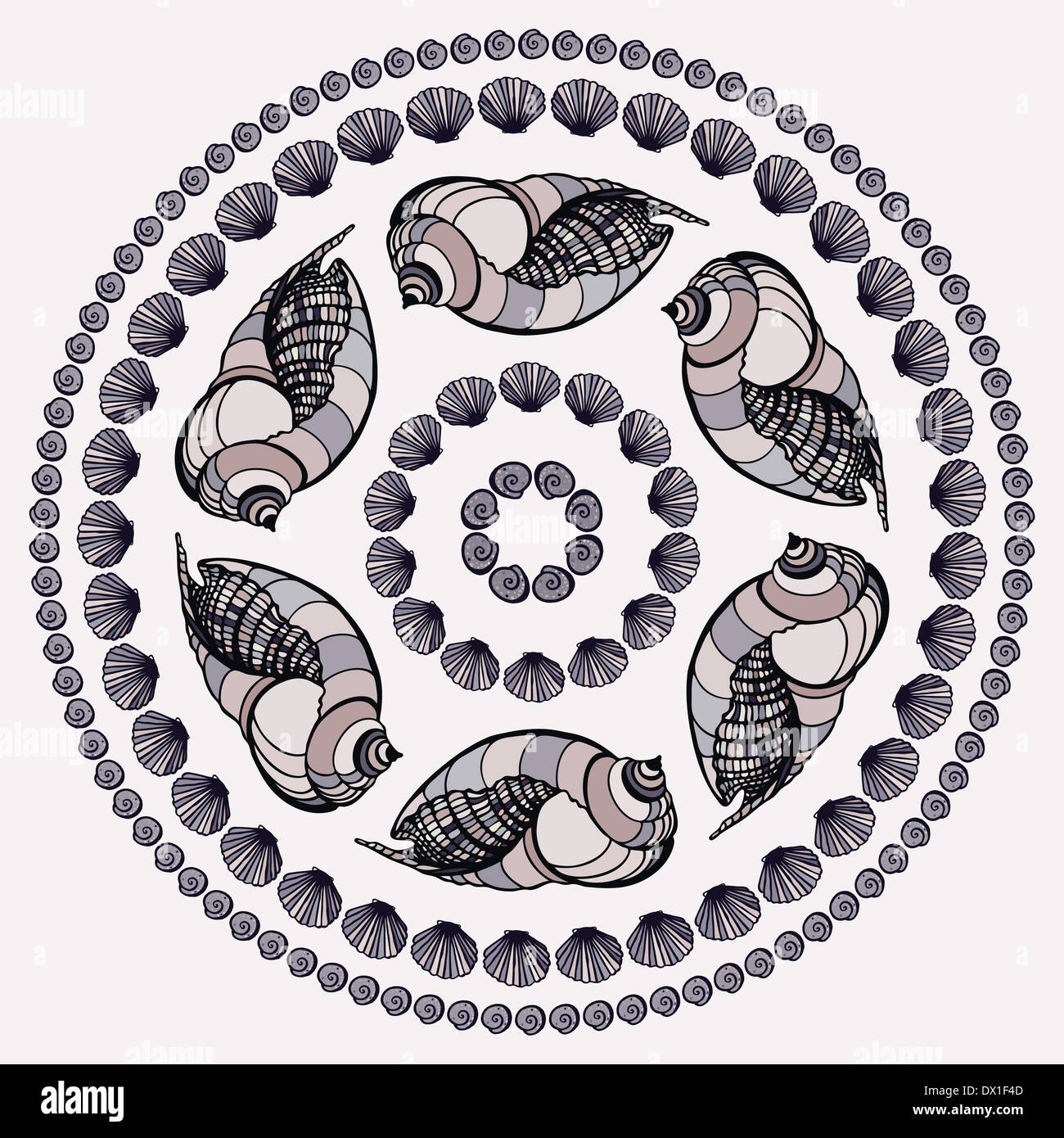 Mandala fait de coquillages. Banque D'Images