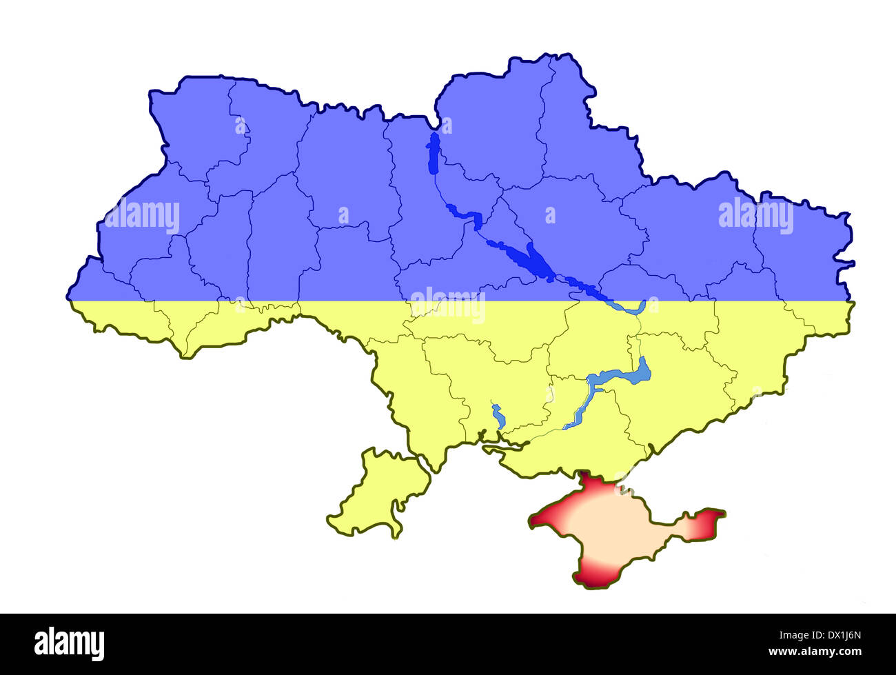 Carte de l'Ukraine avec l'occupation de la péninsule de Crimée Banque D'Images