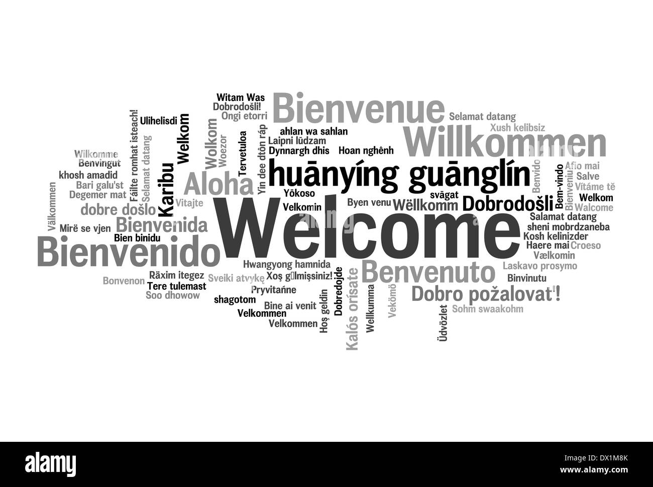 78 phrase d'accueil dans différentes langues. Mots concept cloud Banque D'Images