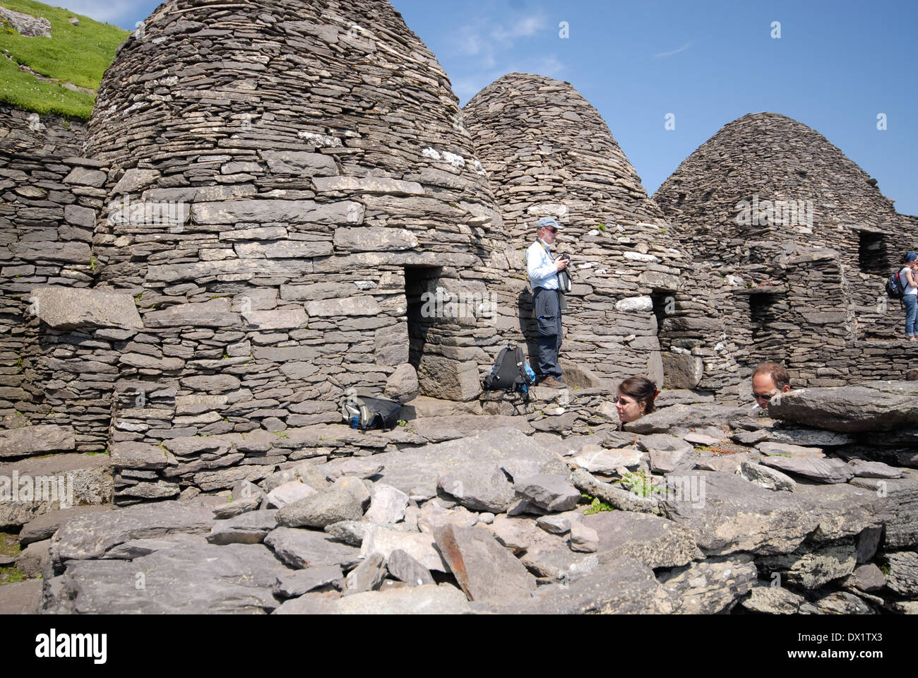 Monastère historique à l'île de Skellig Michael en Irlande Banque D'Images