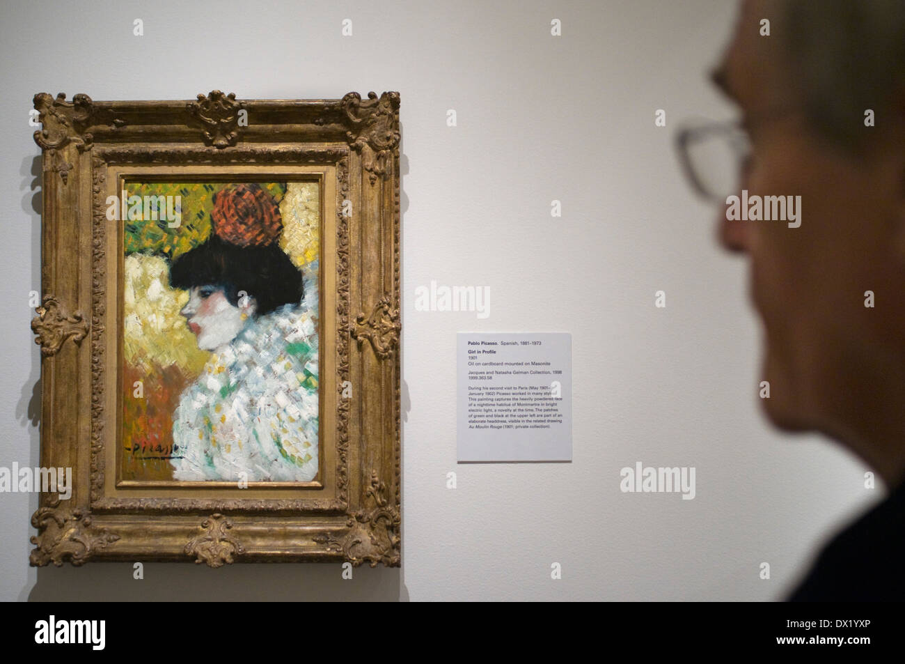 Pablo Picasso Peinture 1901 Girl in profile au Metropolitan Museum of Art 1000 Fifth Avenue et 82e Rue . C'est la muse Banque D'Images