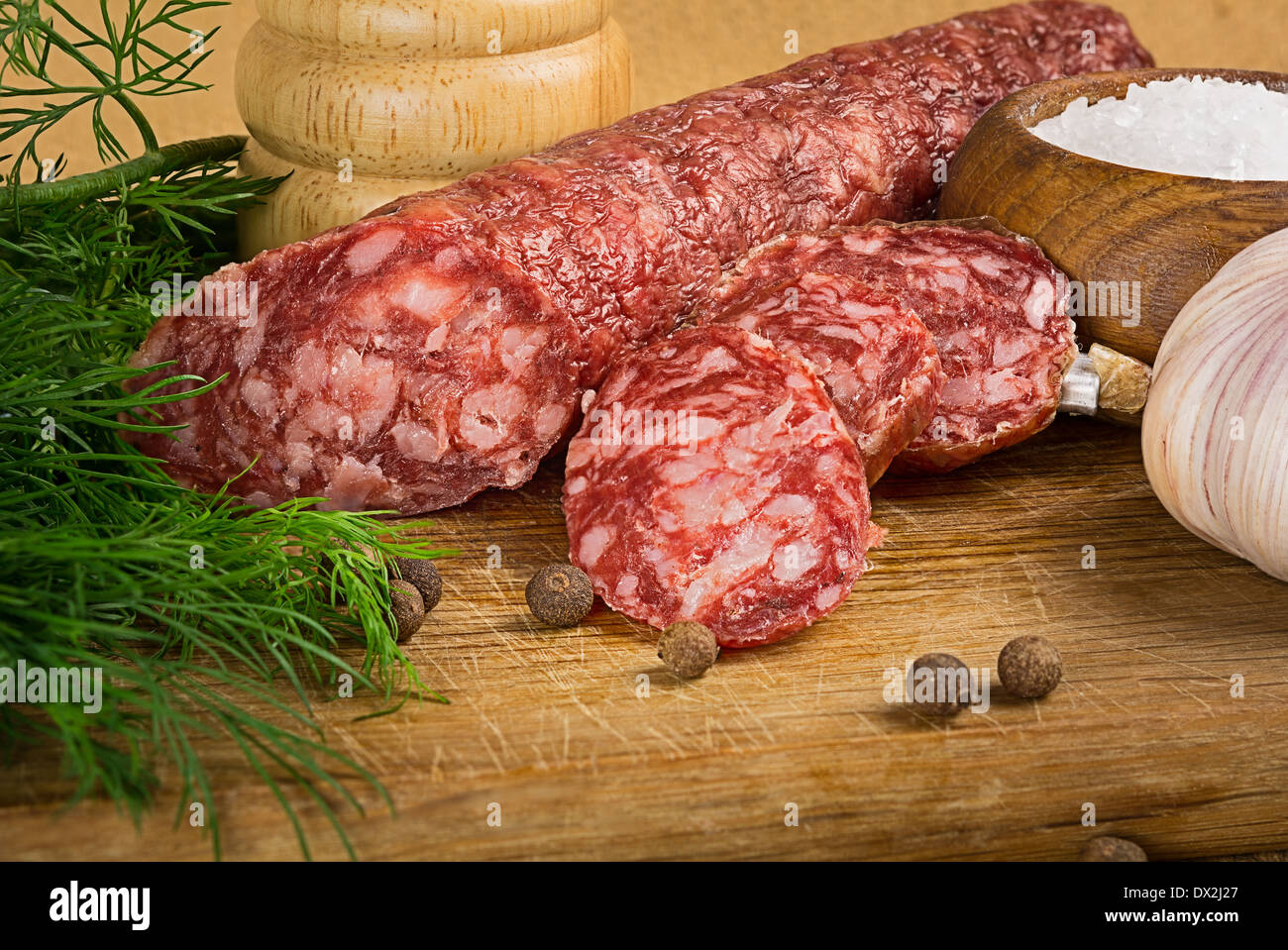 La vie avec ce simple rugueux . saucisse Secteur d'intérêt a augmenté de plusieurs photos de pliage Banque D'Images