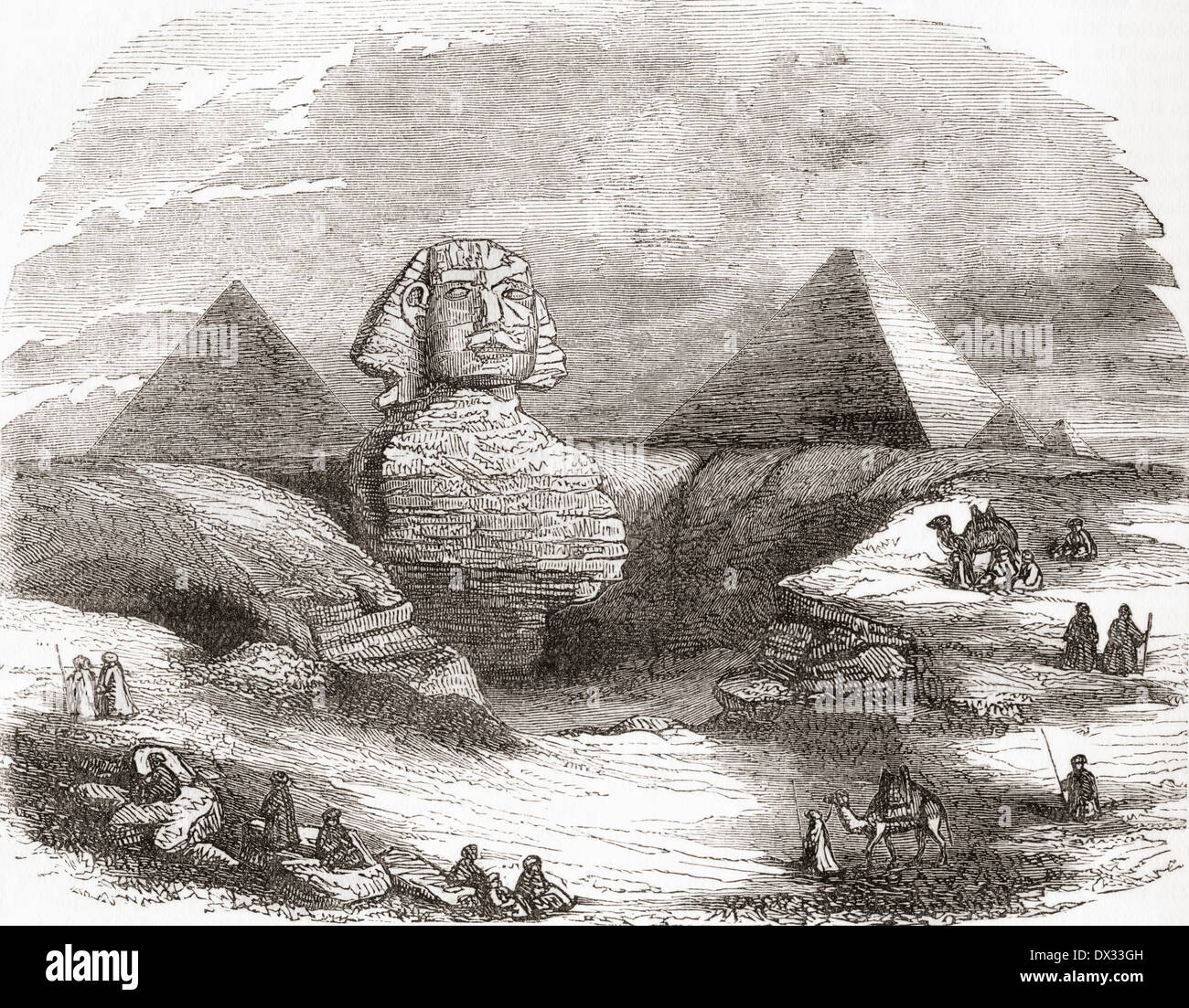 Le grand Sphinx de Gizeh, en Egypte au 19e siècle. Banque D'Images
