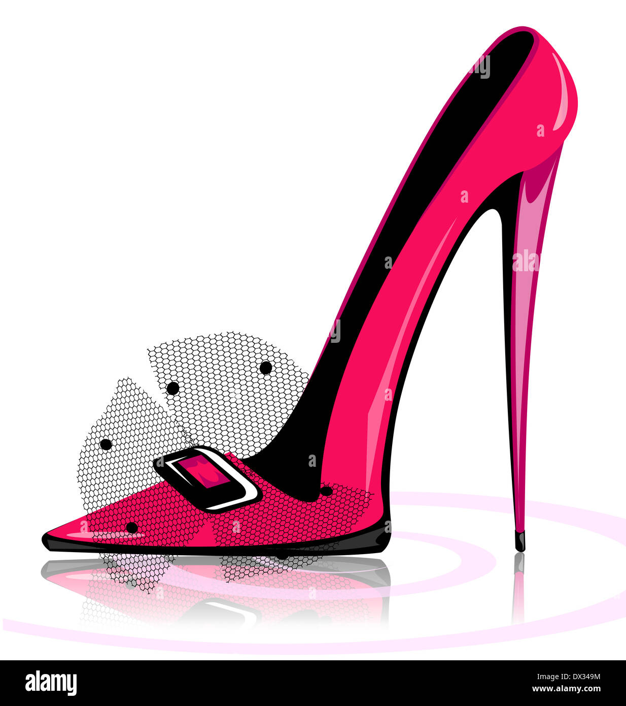 Sur un fond blanc il y a pink lady's shoe Banque D'Images