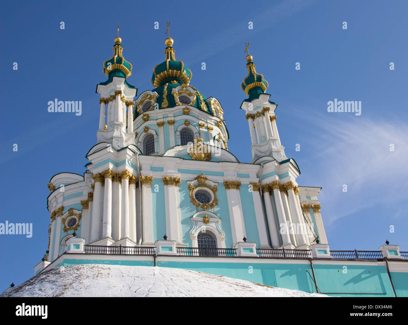 La célèbre orthodoxe autocéphale ukrainienne Saint Andrew's Church, Kiev, Ukraine Banque D'Images