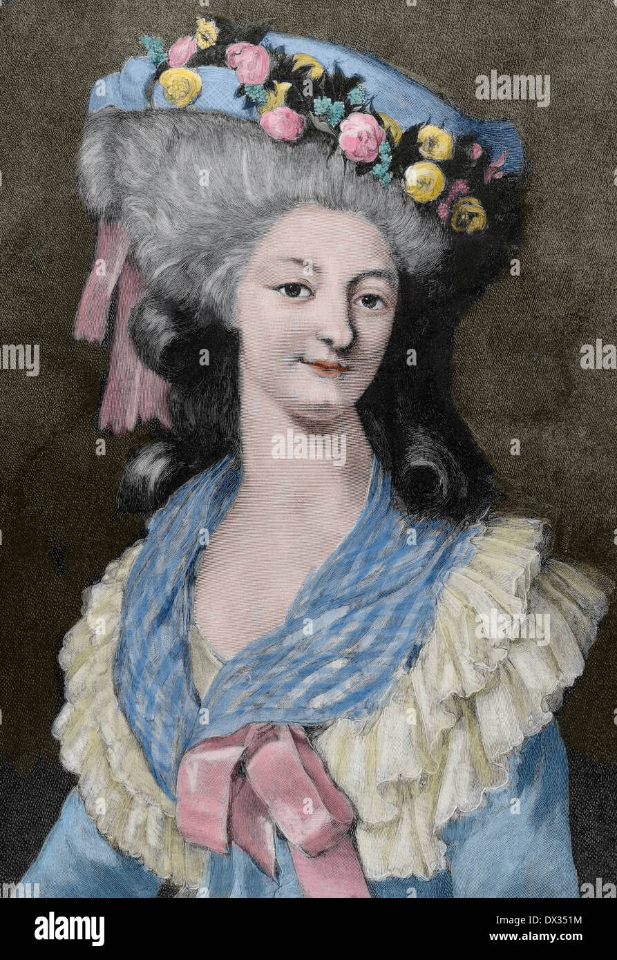 La princesse Marie Louise de Savoie (1749-1792). Confidente de la Reine Marie Antoinette. Portrait. La gravure. De couleur. Banque D'Images
