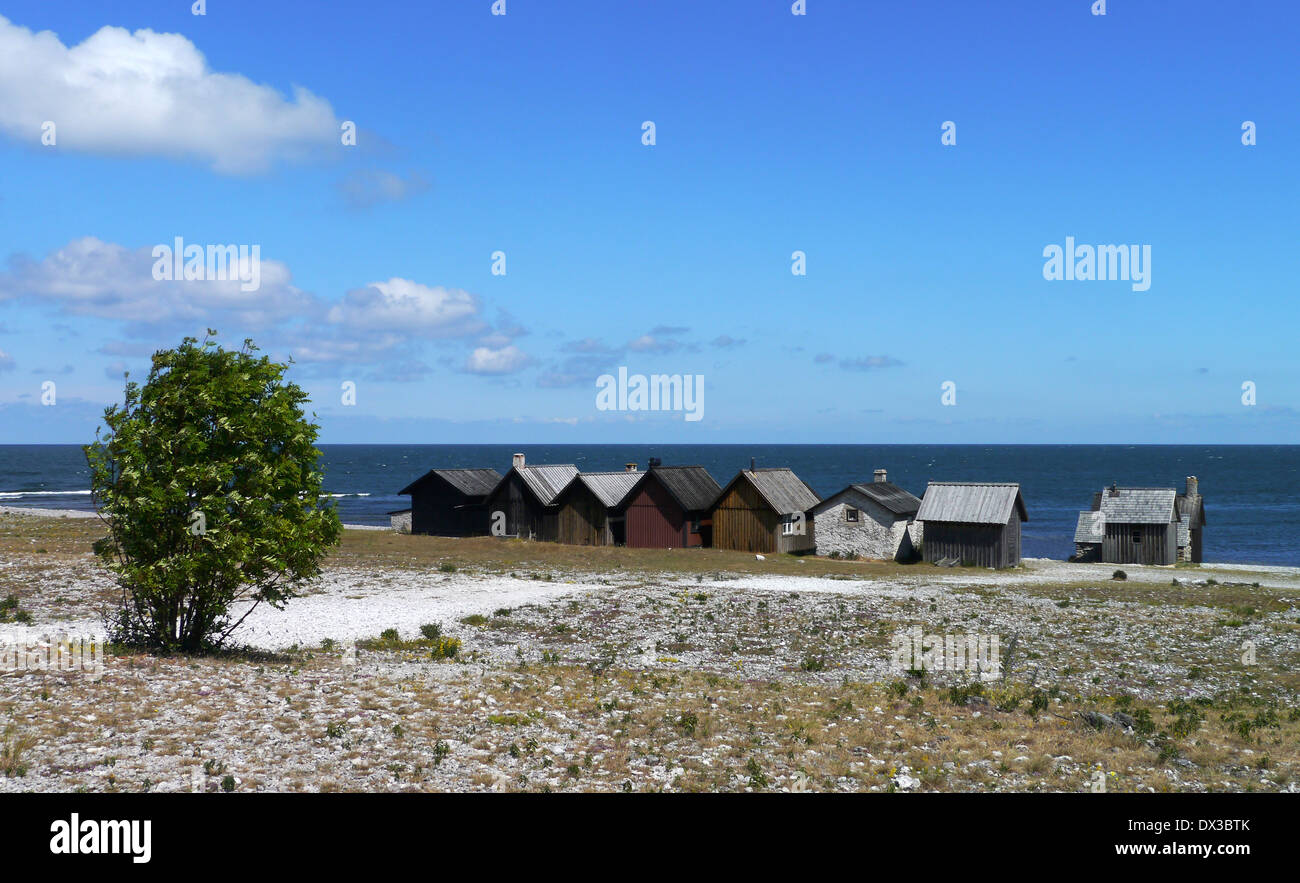 Village de pêcheurs helgumannen sur fårö, gotlands Län, Suède Banque D'Images