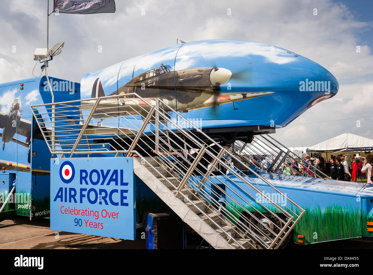 Simulateur de vol basé sur l'expérience de la bataille d'Angleterre au spectacle aérien d'avions public au Royaume-Uni Banque D'Images