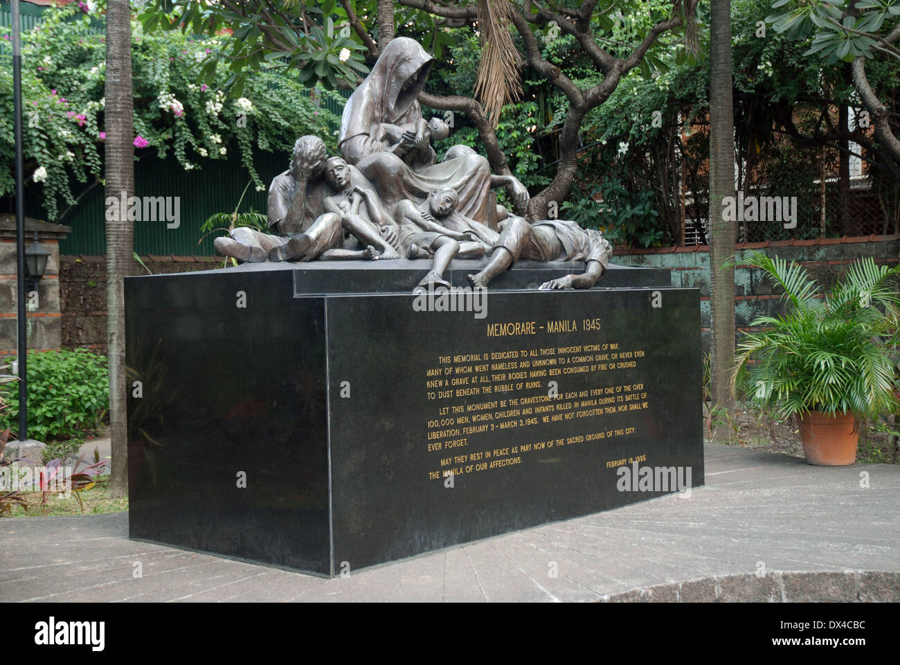 Memorare, mémorial aux victimes innocentes de la guerre 1945, Intramuros, le Fort Santiago, Manille, Philippines. Banque D'Images