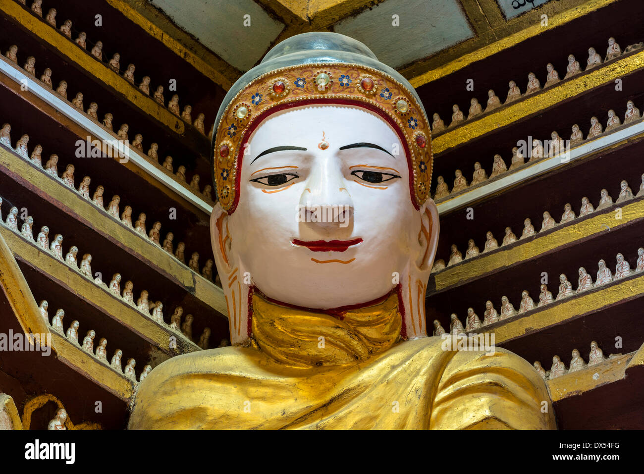 Bouddha, portrait, chiffres, petit Bouddha ou Pagode Mohnyin Thanboddhay Paya, Thanbuddhei ou de Monywa, Rhône-Alpes, au Myanmar Banque D'Images