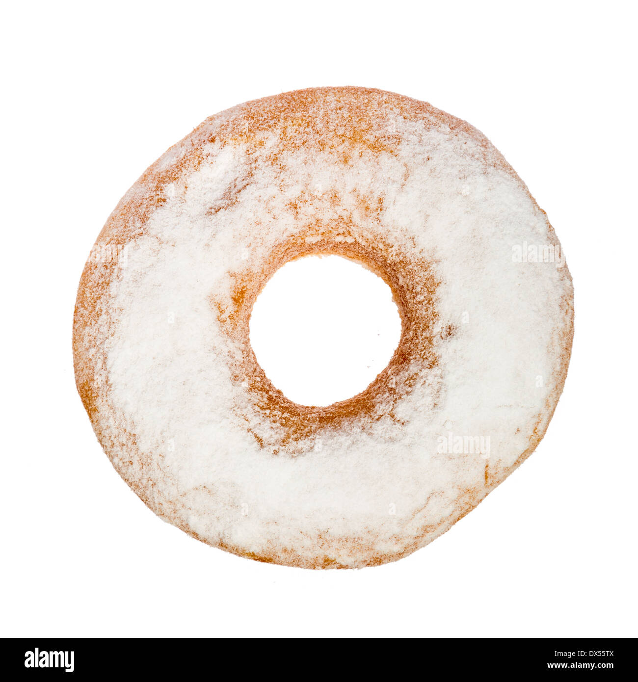 Vue rapprochée d'un beigne avec sucre, isolated on white Banque D'Images