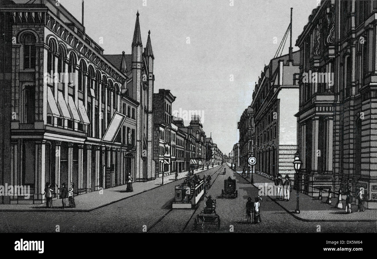 Vers 1885 Vue de la rue Saint-Jacques à Montréal, Québec, Canada. À partir d'un album souvenir ancien en utilisant les Glaser/Frey processus lithographiques. Banque D'Images