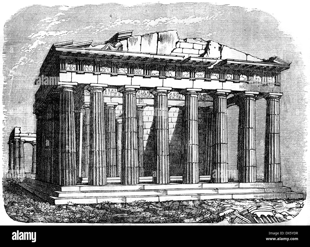 Parthénon grec, Athènes, Grèce, illustration de livre daté 1878 Banque D'Images