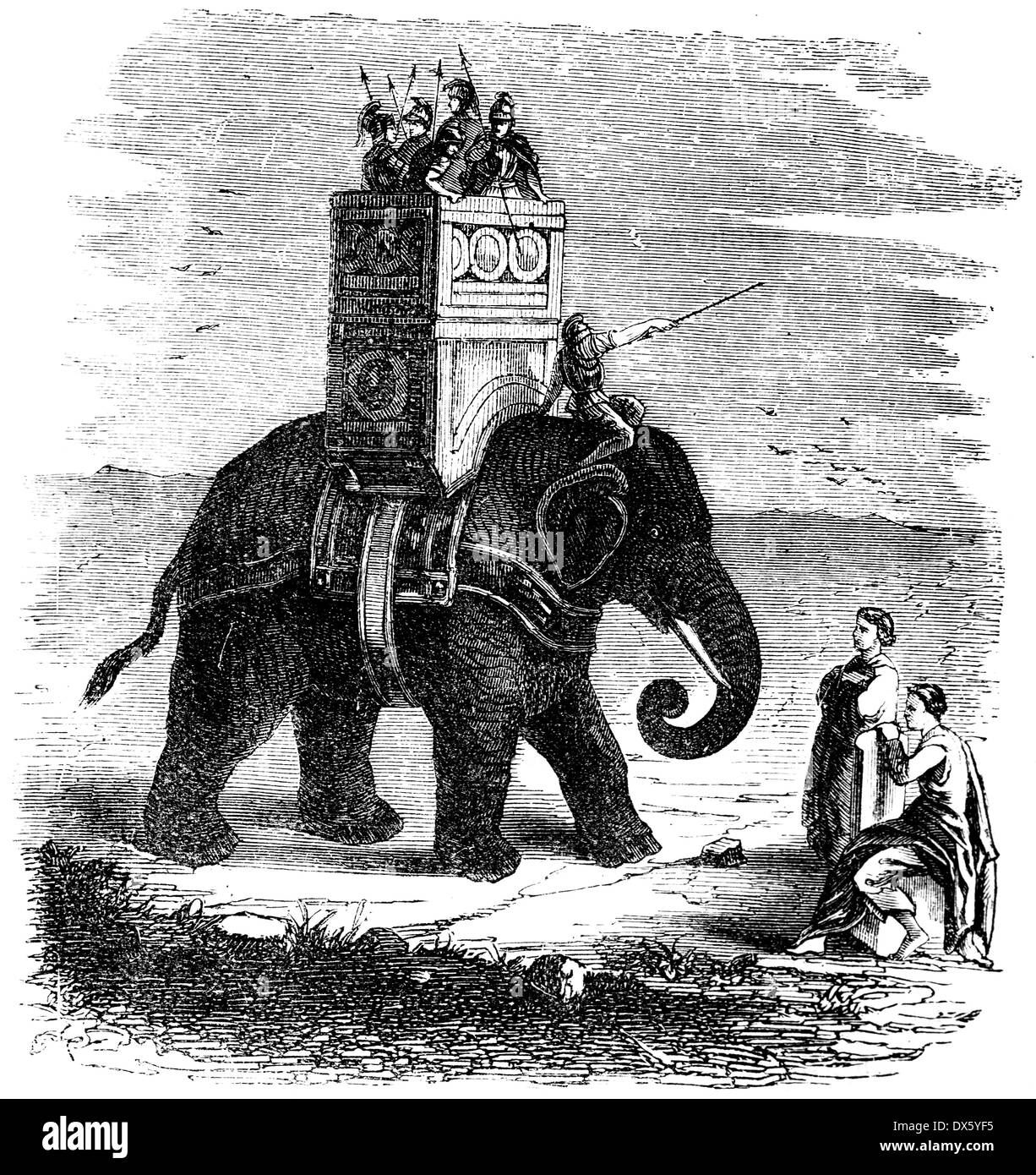 L'éléphant de combat, illustration de livre daté 1878 Banque D'Images