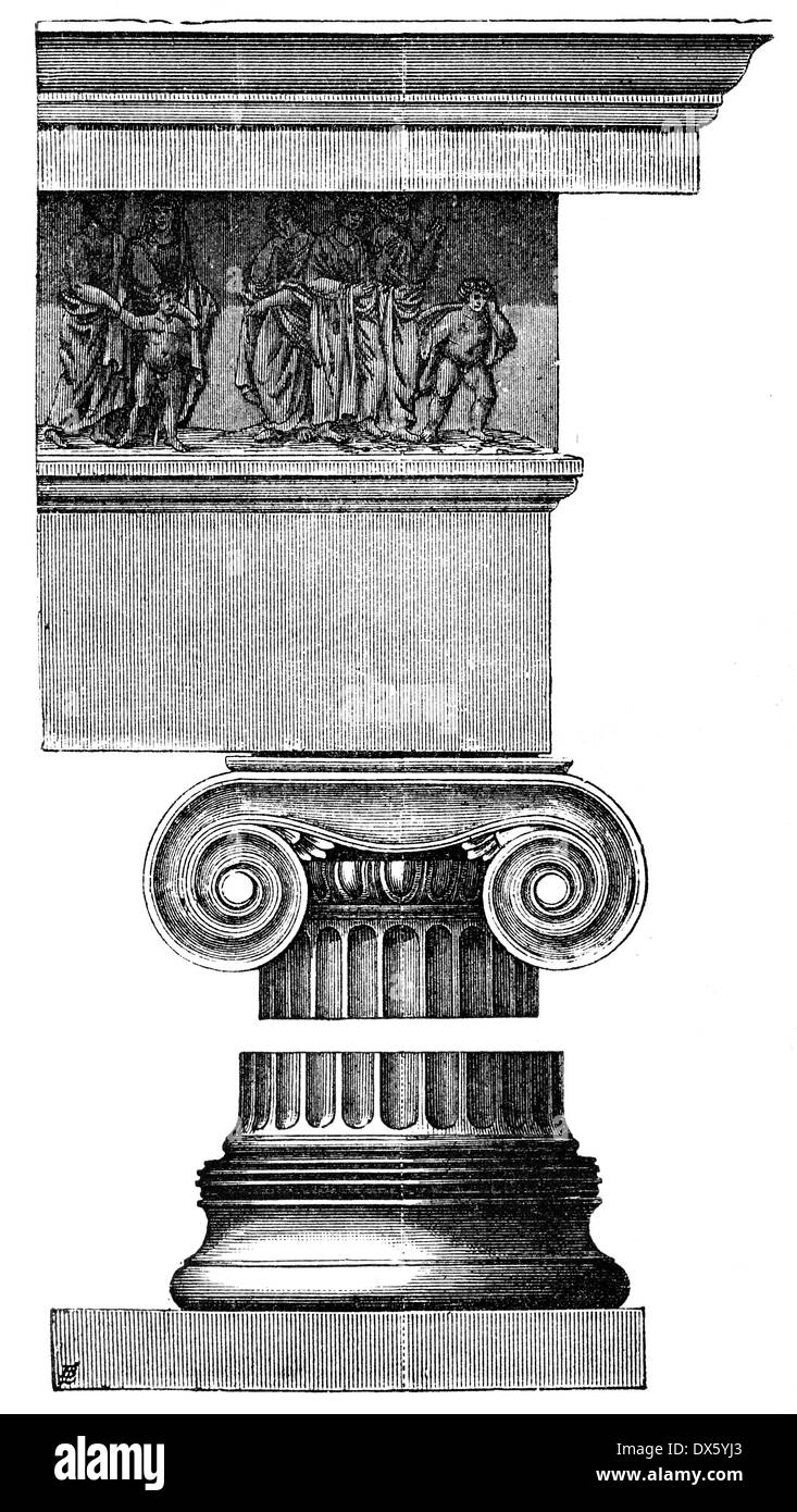 Ordre ionique, temple sur Iliss river, illustration de livre daté 1878 Banque D'Images