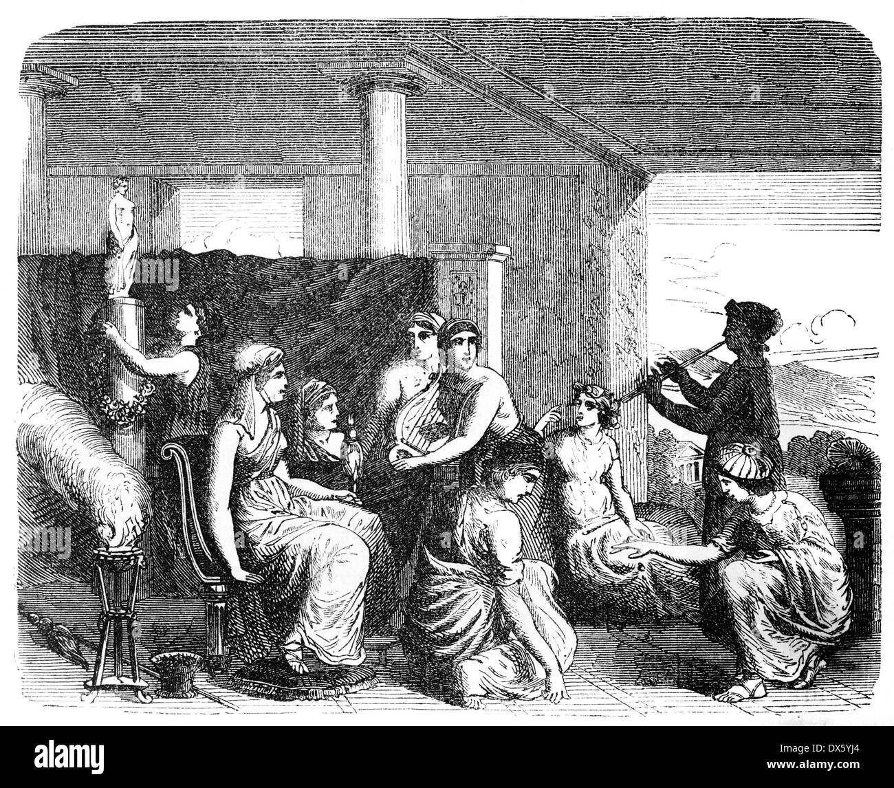 Les femmes de la Grèce antique, l'illustration de livre en date du 1878 Banque D'Images