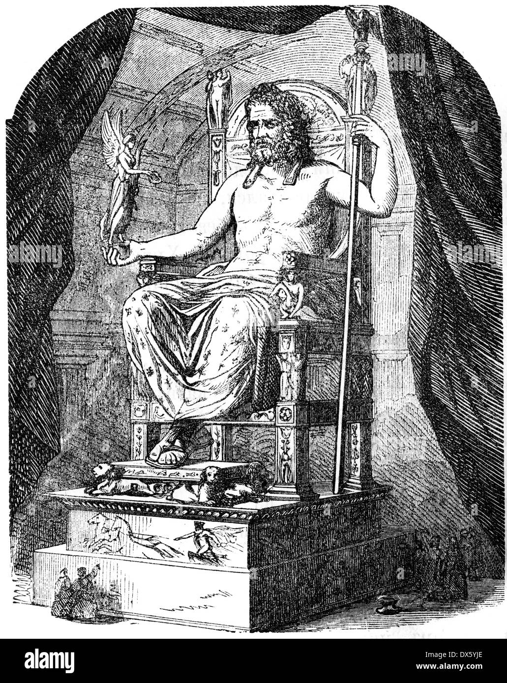 Statue de Zeus Olympien, illustration de livre daté 1878 Banque D'Images
