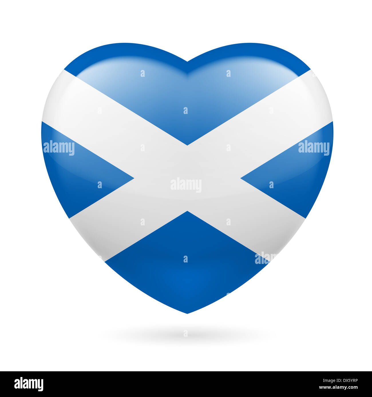 Coeur avec les couleurs du drapeau écossais. J'aime l'Ecosse Banque D'Images