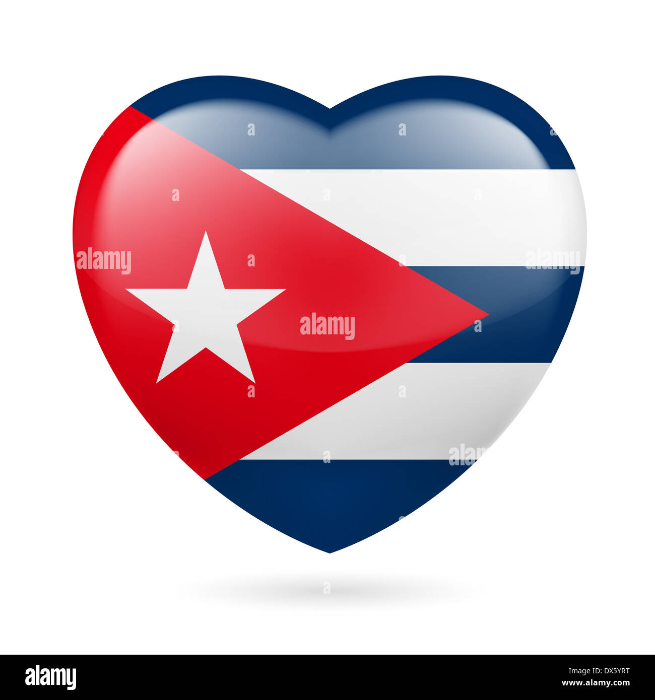 Coeur avec les couleurs du drapeau cubain. J'adore Cuba Banque D'Images