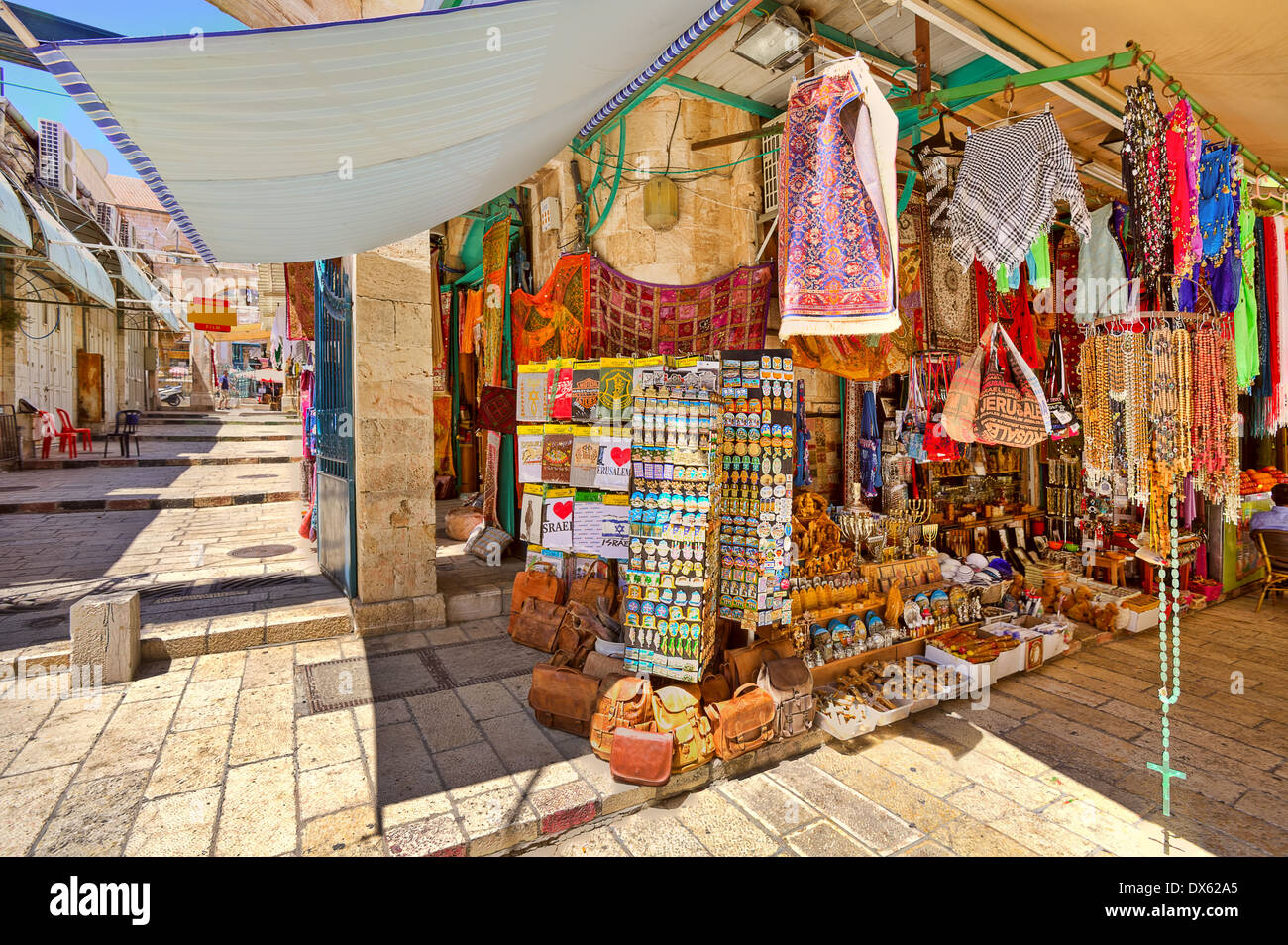 Célèbre marché dans la vieille ville de Jérusalem, Israël. Banque D'Images