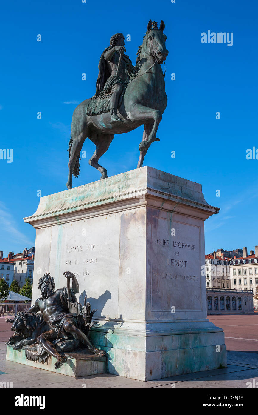 Célèbre statue de Louis XIV, Place Bellecour à Lyon, France Banque D'Images